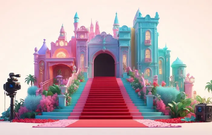 Magical Fairytale Castle 3D Picture Cartoon Illustration